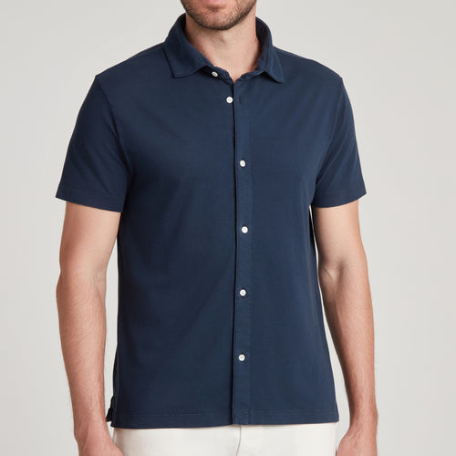 Polo uomo in micro piquet tinta in capo, design veneziano, manifattura italiana, comfort premium