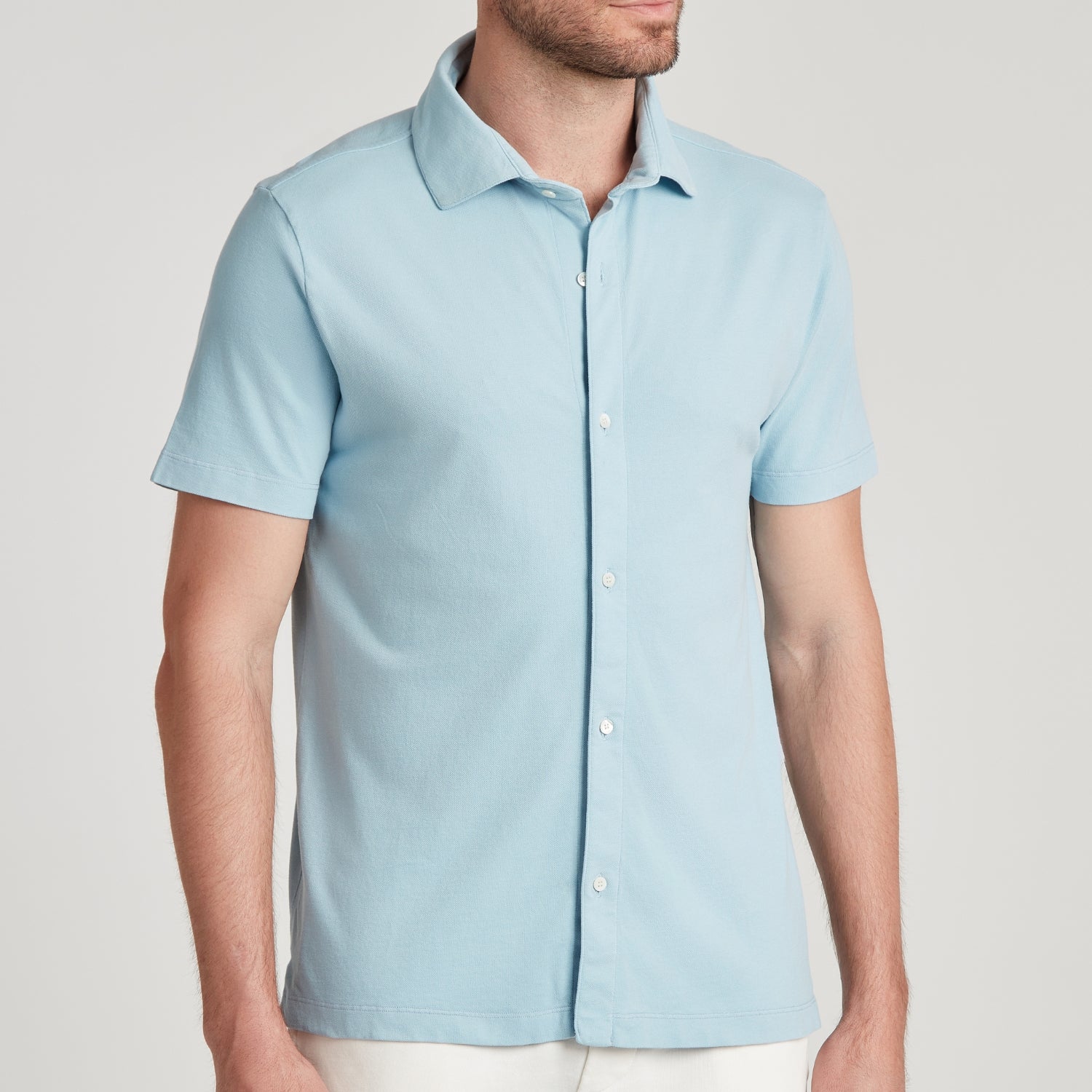 Camicia uomo in micro piquet tinta in capo, design veneziano, manifattura italiana, comfort premium