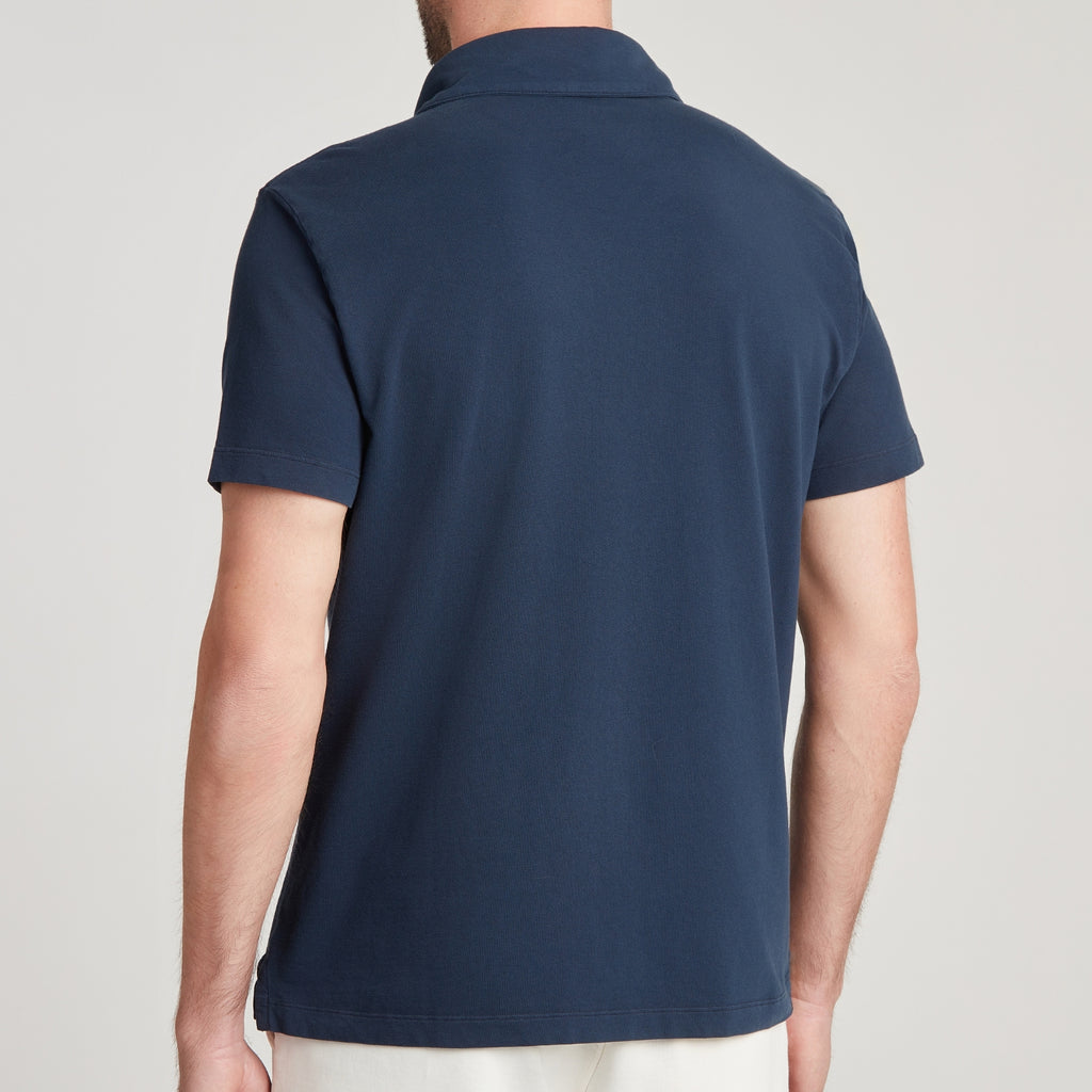 Polo uomo in micro piquet tinta in capo, design veneziano, manifattura italiana, comfort premium