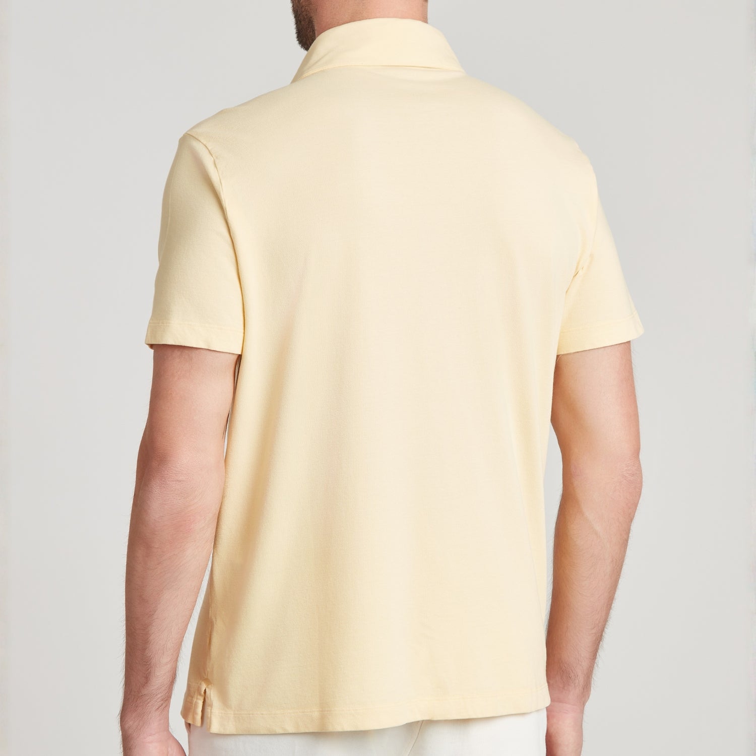 Polo uomo giallo chiaro in micro piquet, design veneziano e manifattura italiana, comfort premium