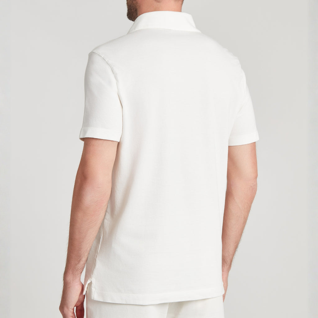 Polo uomo bianco in micro piquet tinta in capo, design veneziano e comfort premium