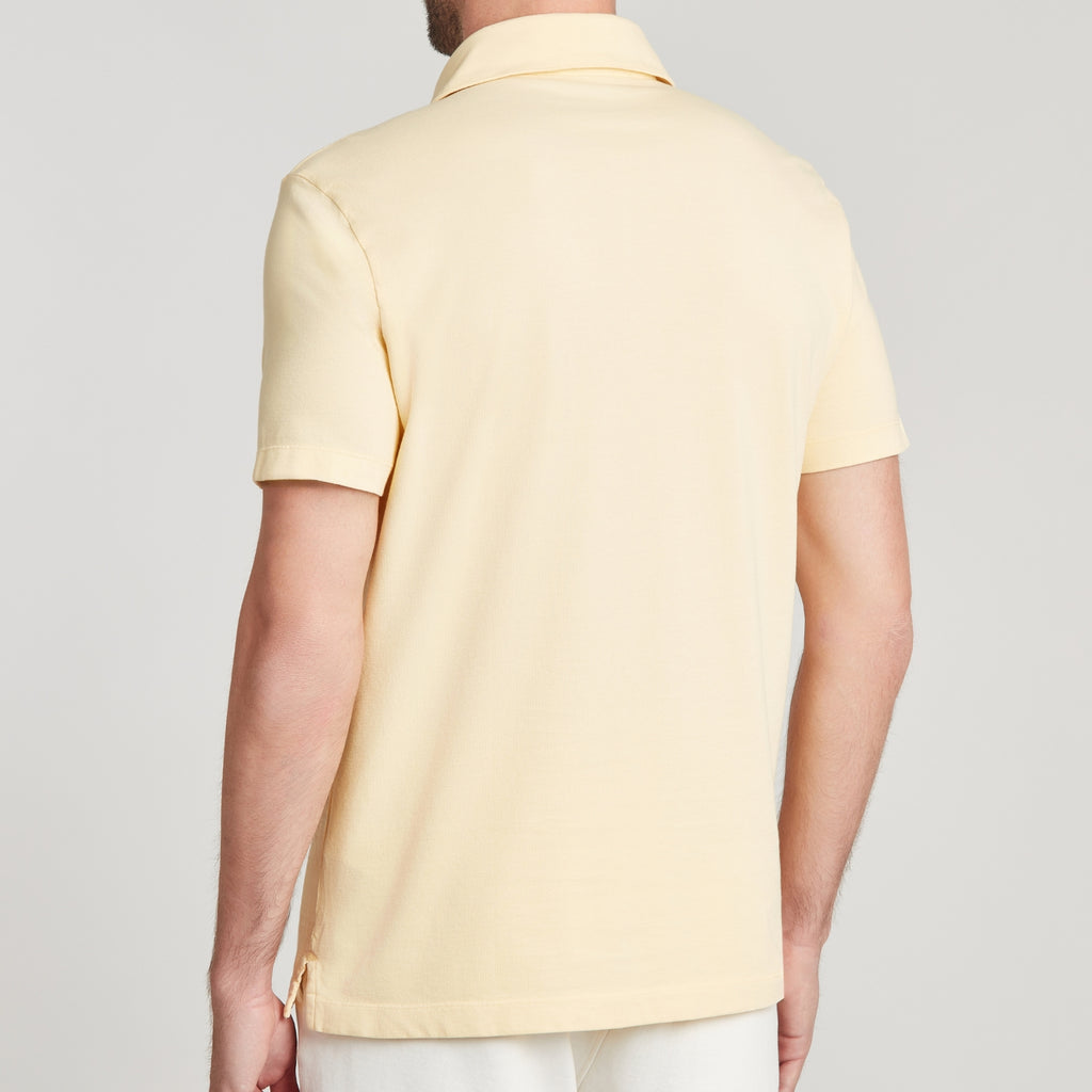 Polo uomo giallo chiaro in micro piquet, design veneziano, manifattura italiana, comfort premium