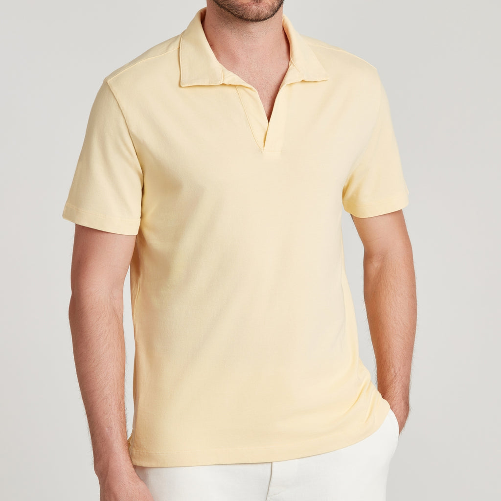 Polo uomo giallo in micro piquet tinta in capo, design veneziano e comfort premium