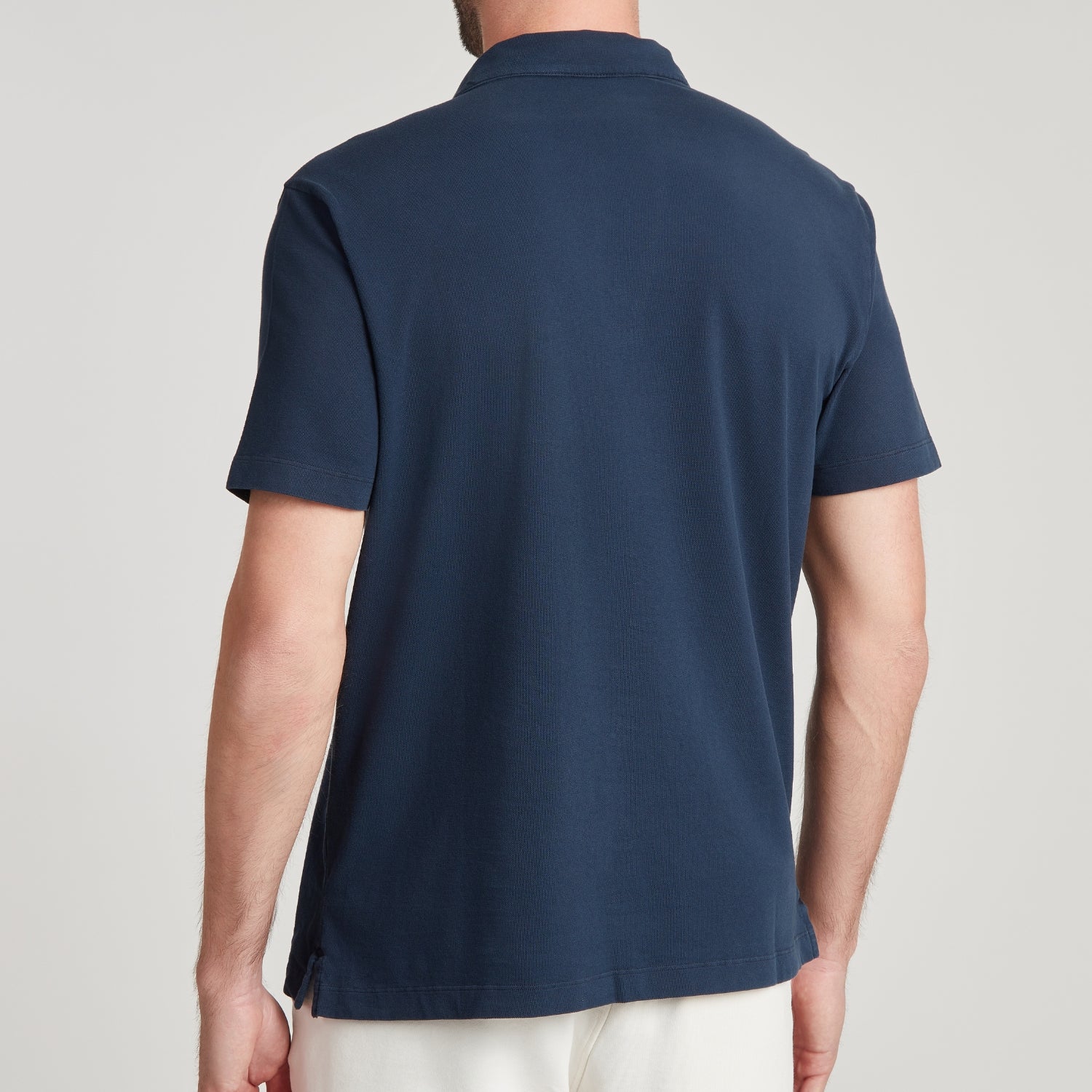 Polo uomo in micro piquet blu navy, design veneziano, manifattura italiana, comfort premium