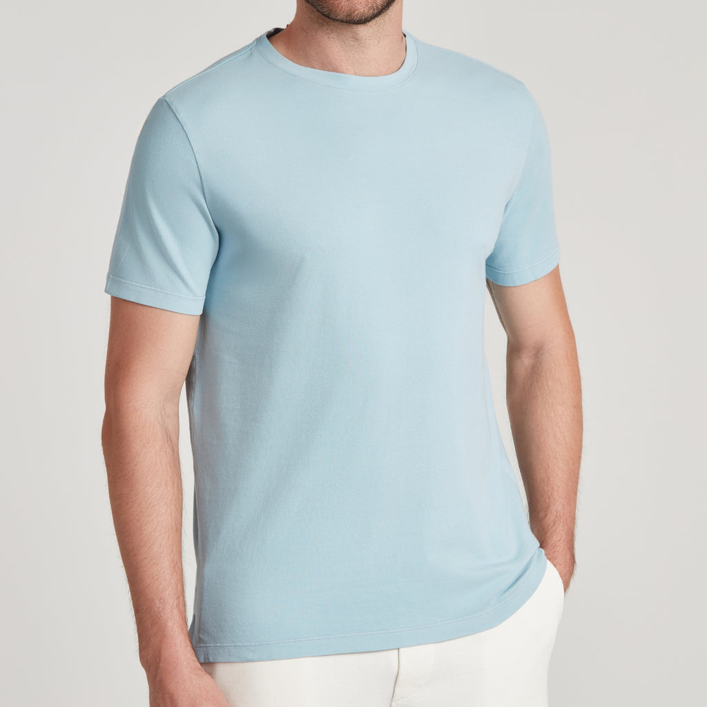 T-shirt uomo in micro piquet tinta in capo, design veneziano, comfort premium, manifattura italiana