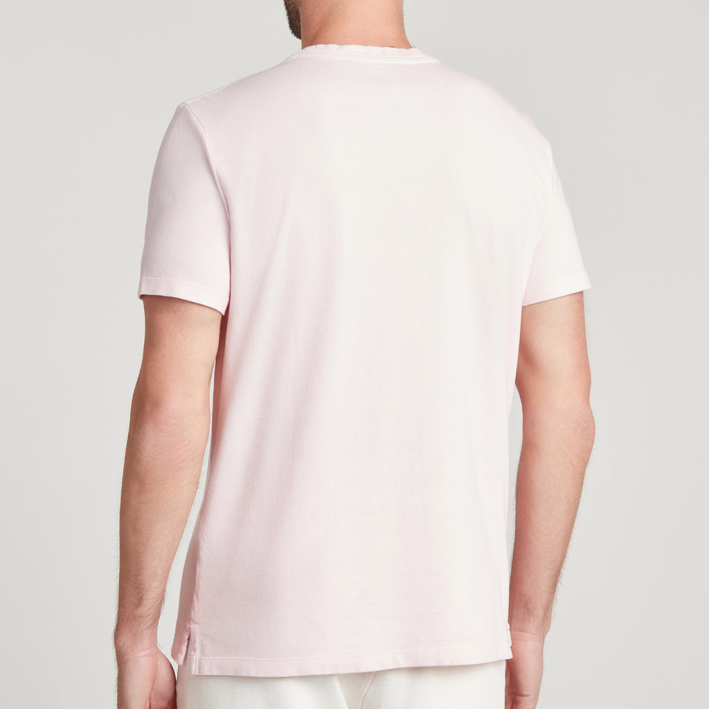 T-shirt uomo rosa chiaro in micro piquet tinta in capo, design veneziano e comfort premium