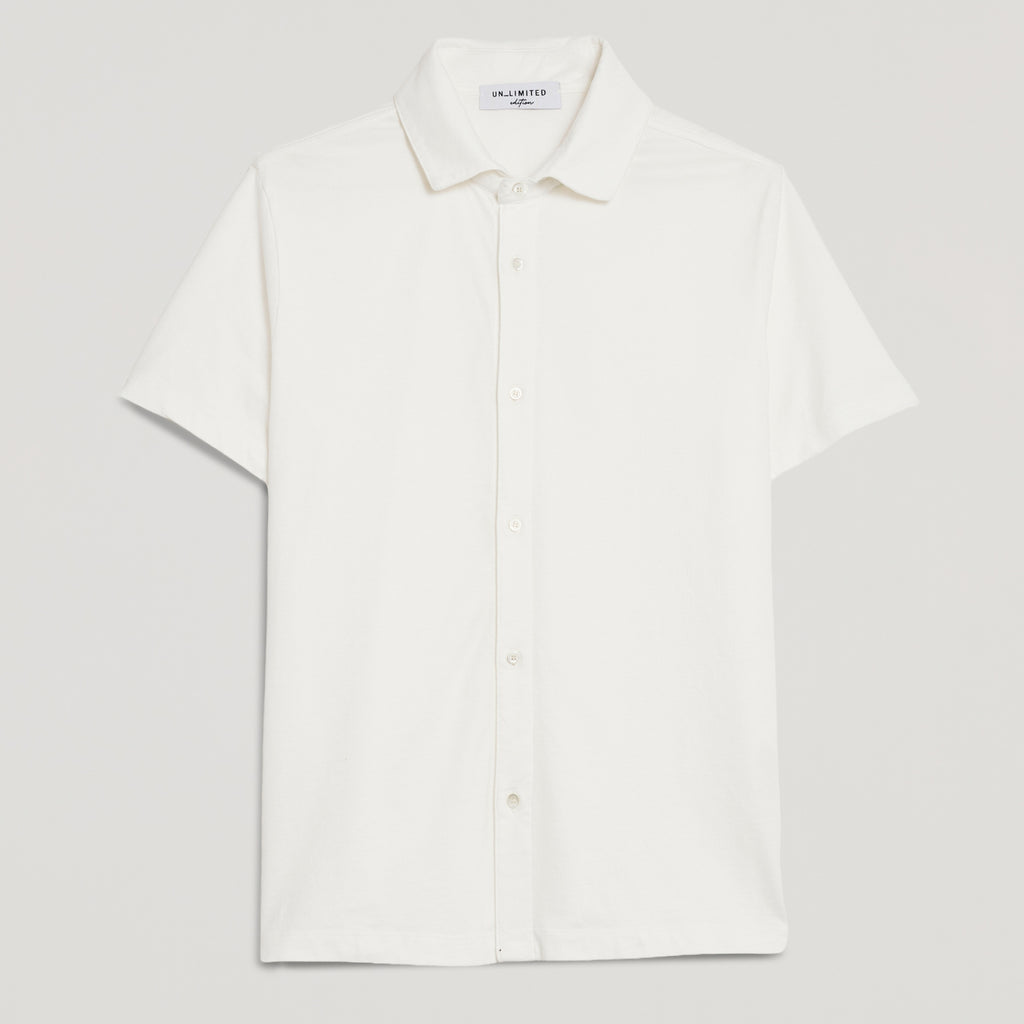 Camicia uomo bianca in micro piquet tinta in capo, design veneziano, manifattura italiana