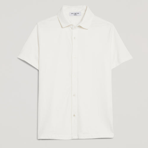 Camicia uomo bianca in micro piquet tinta in capo, design veneziano, manifattura italiana