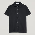 Camicia polo nera uomo in micro piquet tinta in capo, design veneziano, manifattura italiana