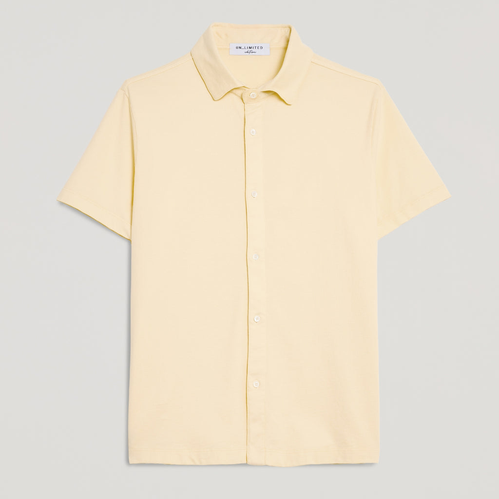 Polo uomo giallo in micro piquet tinta in capo, design veneziano e comfort premium
