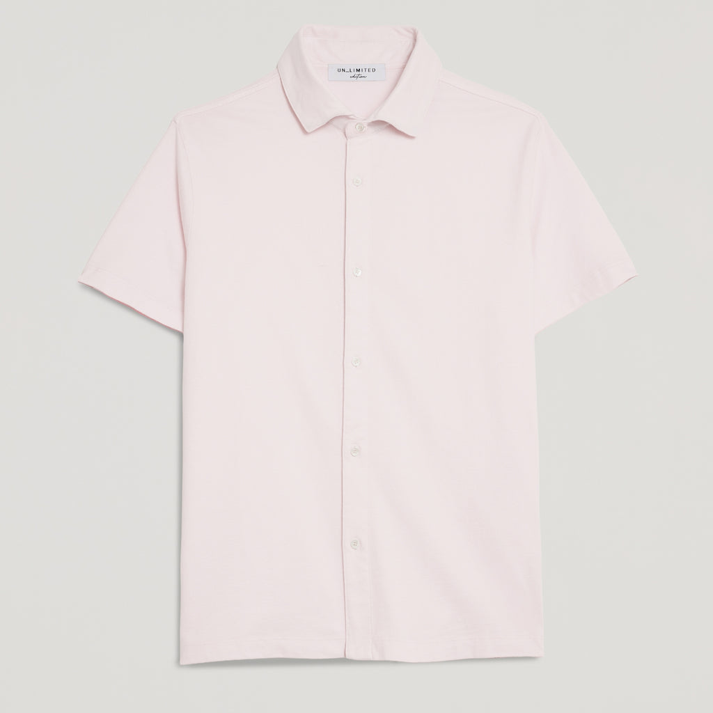 Camicia uomo rosa in micro piquet tinta in capo, design veneziano e comfort premium