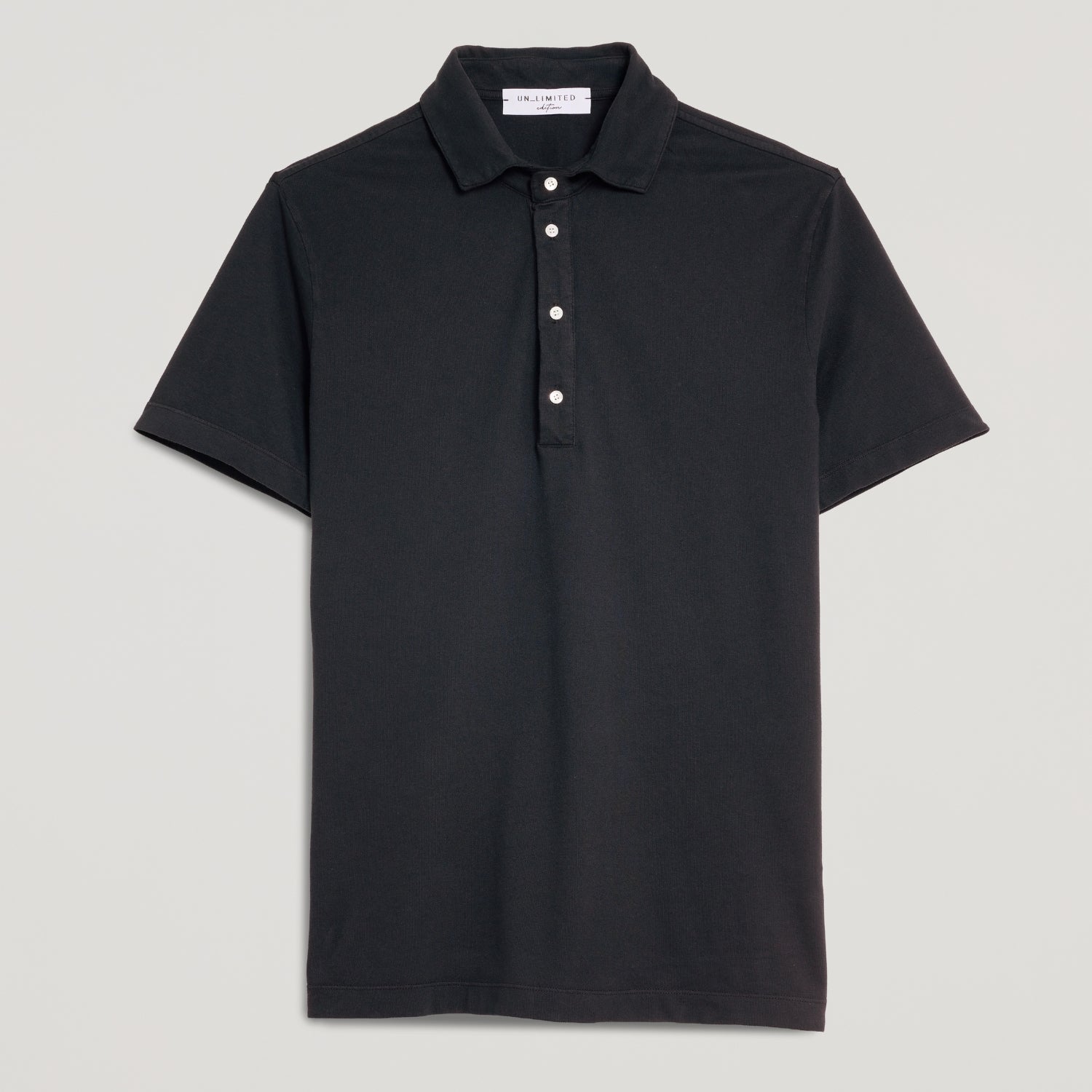 Polo uomo in micro piquet nero, design veneziano, manifattura italiana, comfort premium