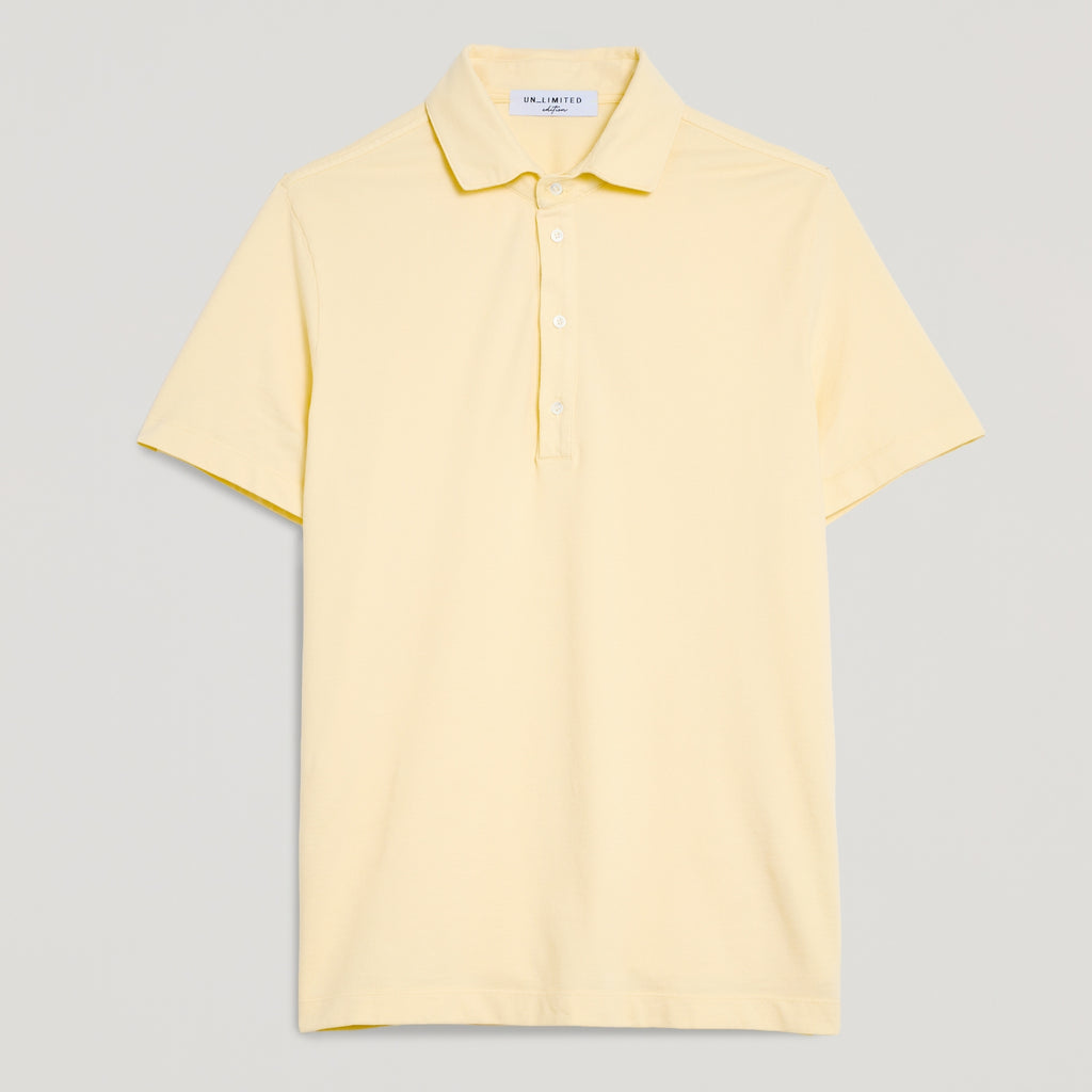 Polo uomo giallo in micro piquet tinta in capo, design veneziano e comfort premium