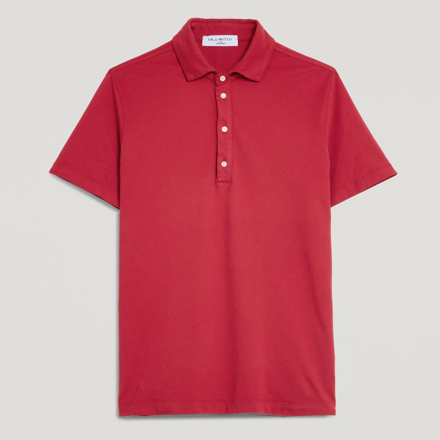 Polo uomo rosso in micro piquet tinta in capo, design veneziano, manifattura italiana