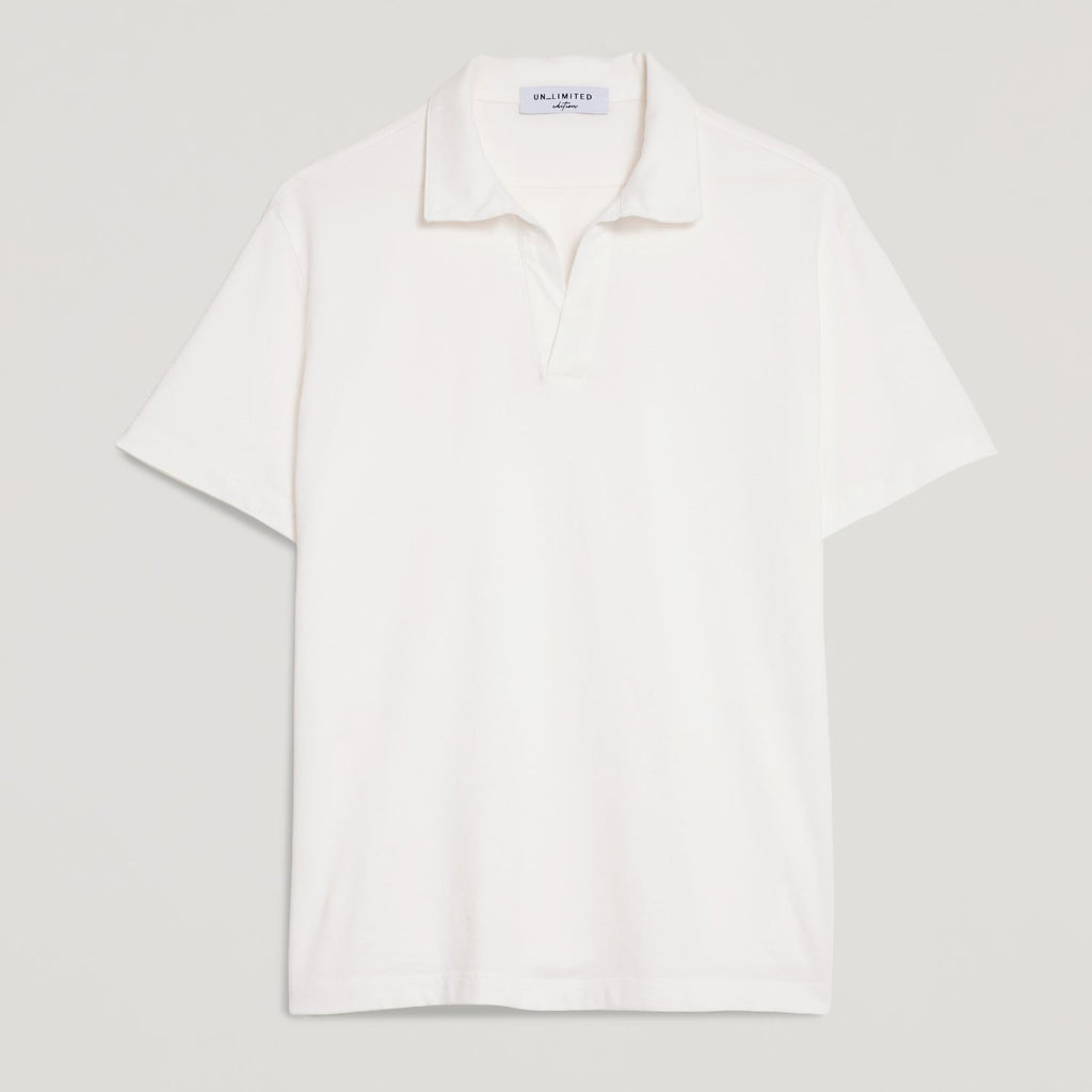 Polo uomo bianco in micro piquet tinta in capo, design veneziano e comfort premium