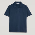 Polo uomo in micro piquet tinta in capo, design veneziano e manifattura italiana, colore blu navy