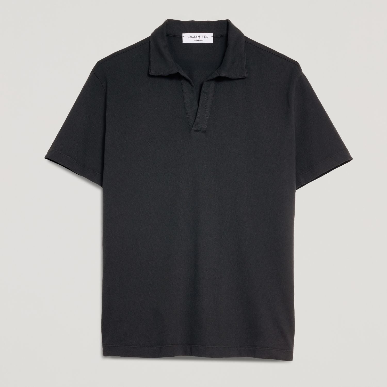 Polo uomo in micro piquet nero, design veneziano, manifattura italiana, comfort premium