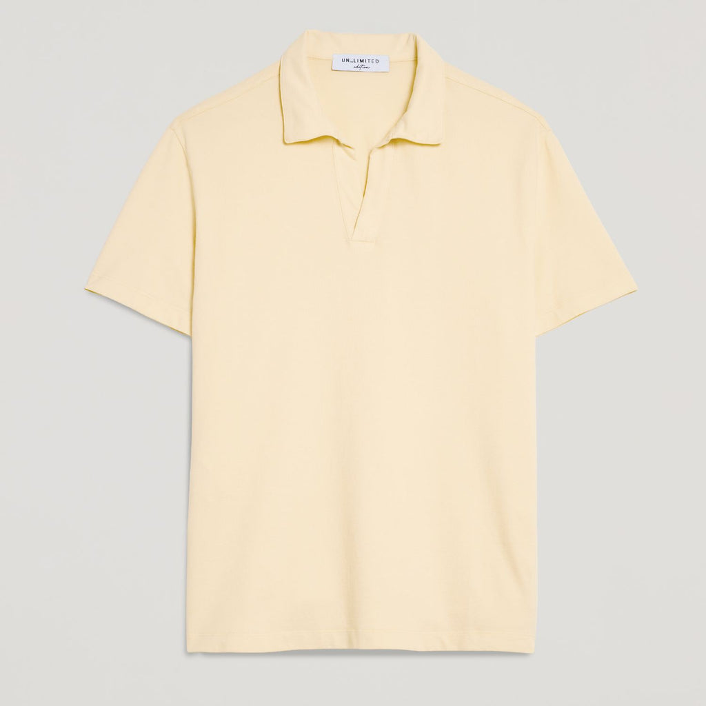 Polo uomo giallo in micro piquet tinta in capo, design veneziano e comfort premium
