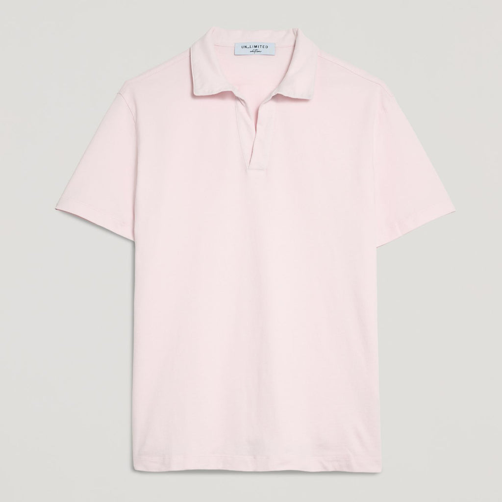 Polo uomo rosa in micro piquet tinta in capo, design veneziano e comfort premium