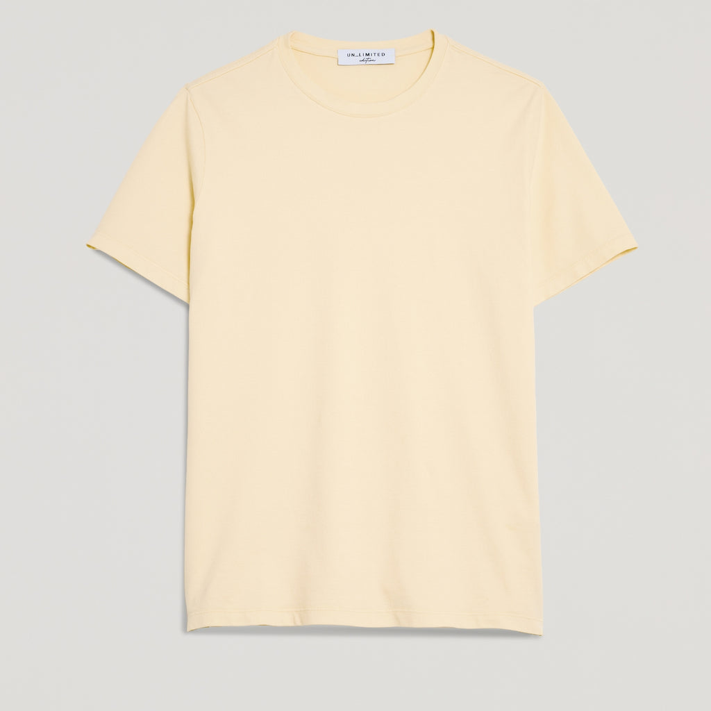 T-shirt uomo giallo chiaro in micro piquet tinta in capo, design veneziano e comfort premium