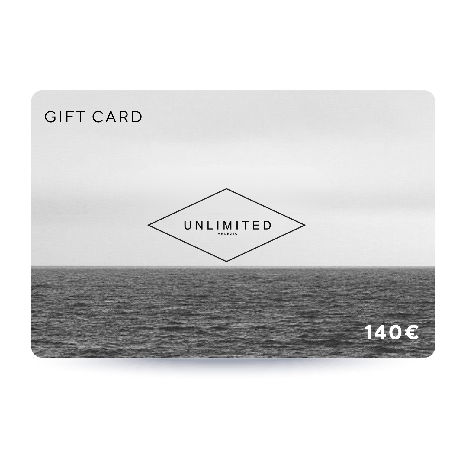 Carta regalo Unlimited Venezia da 140€ con design mare e logo elegante